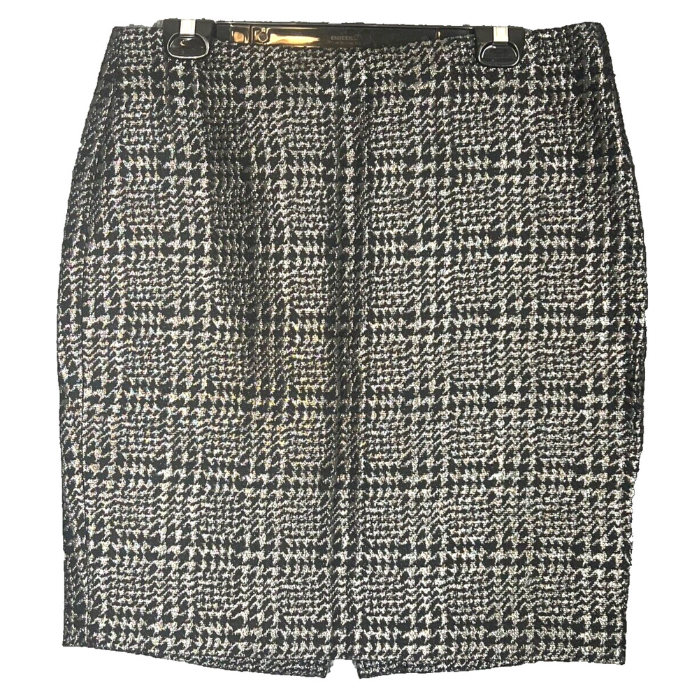 Liz Claiborne Pencil Skirt Womens 12 Black Office Classic Lined Metallic